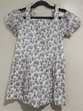 Disney + Janie and Jack White Romper with Colorful Cartoon Tea Cup Print